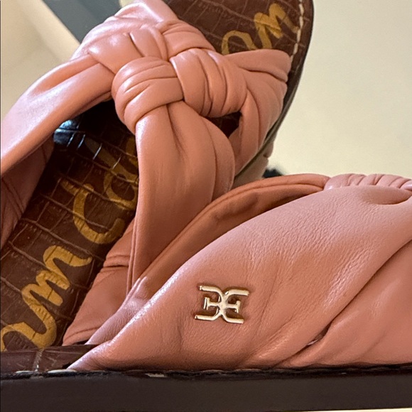 SAM EDELMAN Garson Pink Knotted Leather Slide Sandals Women’s Size 7.5 - Picture 8 of 16